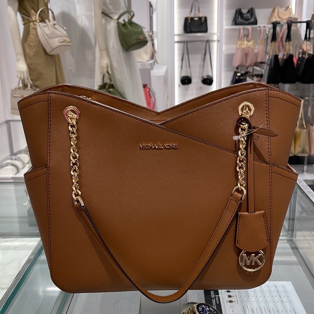 Michael Kors Jet Set Travel Large Chained Tote Shoulder Bag Mk Luggage Nwt